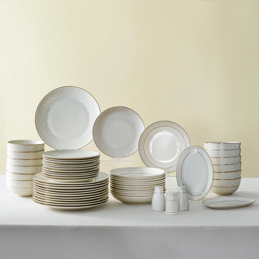 Karaca Elegance Bone China Mandarin 53-Piece Dinner Set for 12 People- Gold
