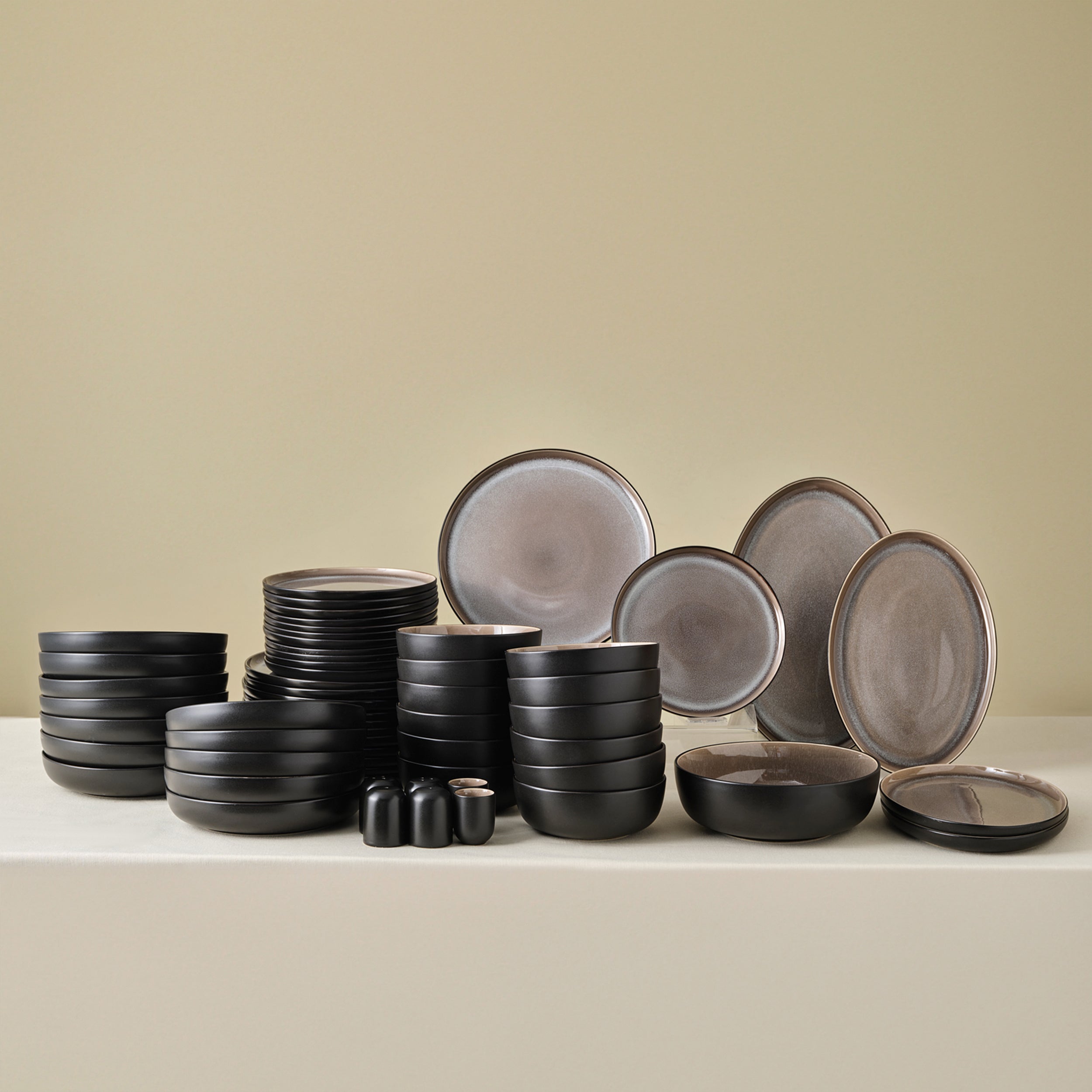 Karaca Earth Collection Mercure Reactive Glaze 59-Piece Dinner Set -Multicolor
