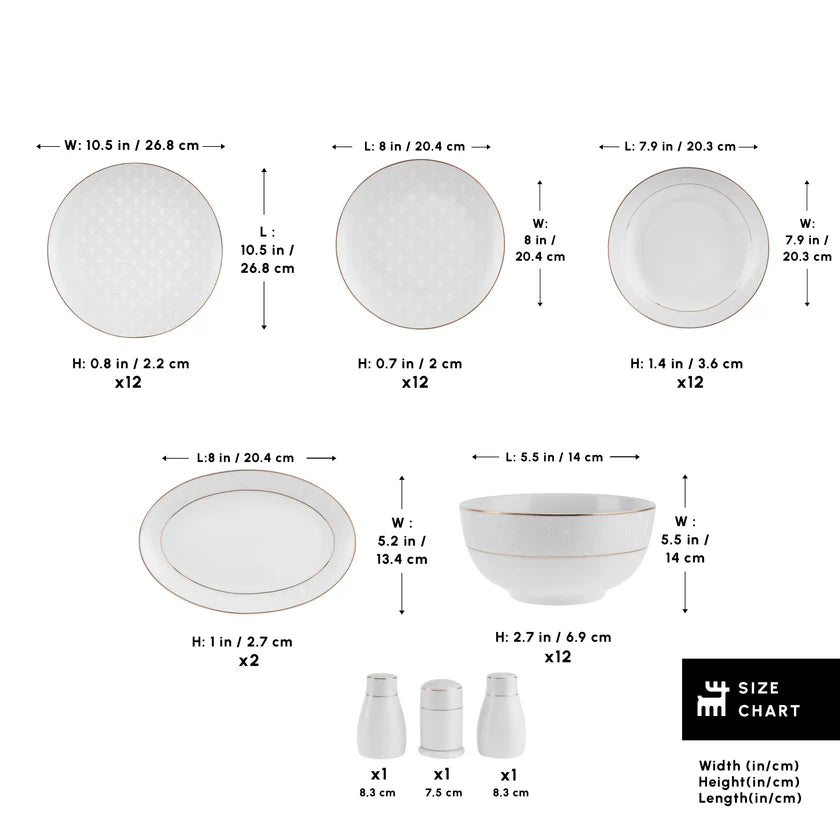 Karaca Elegance Bone China Mandarin 53-Piece Dinner Set for 12 People- Gold