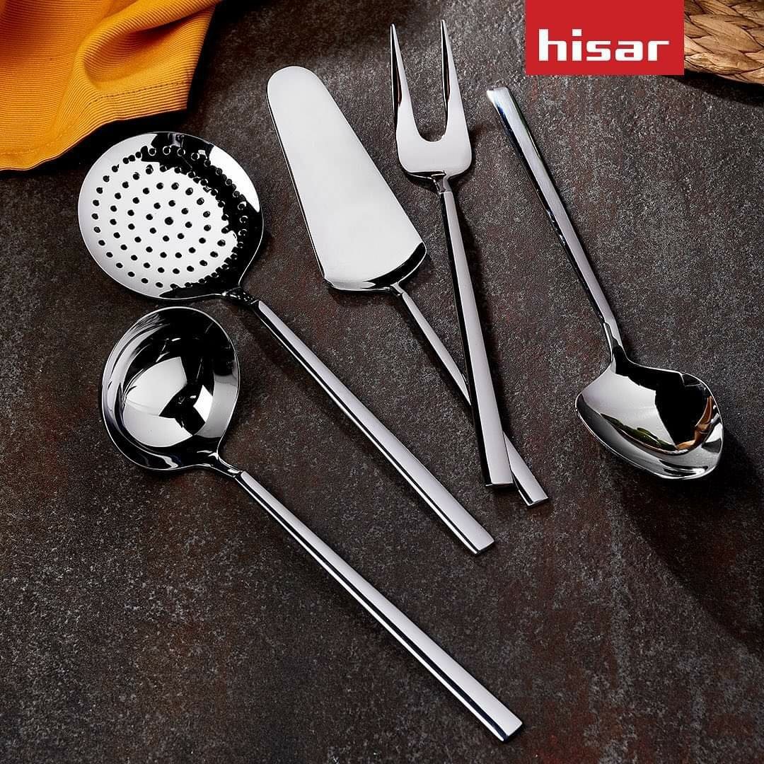 هيسار طقم معالق ميلانو لامع  89 قطعة ستانلس ستيل 10/18 - فضى