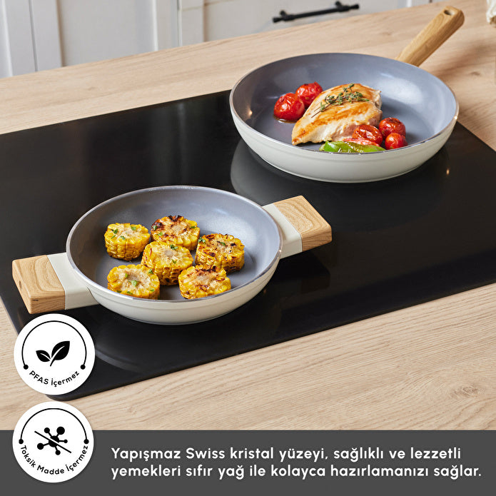 Karaca x Refika Swiss Crystal Wood Pan Pan Set - Creamy 