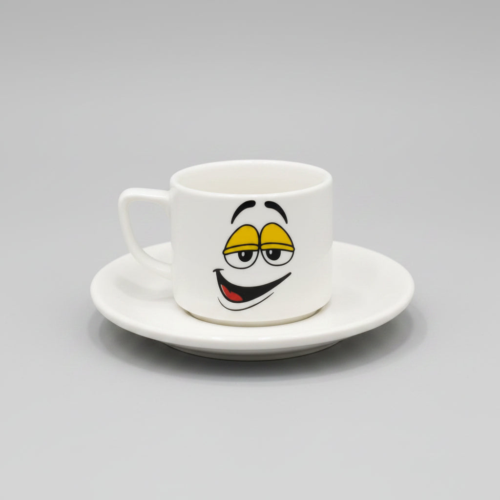 Tea cup with saucer, Smile model (cup 180ml + saucer 15cm) - White