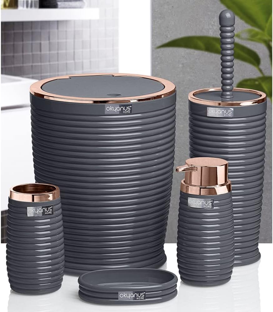 Okayanus Home Bathroom Set Elegance 5 Pieces - Grey*Copper