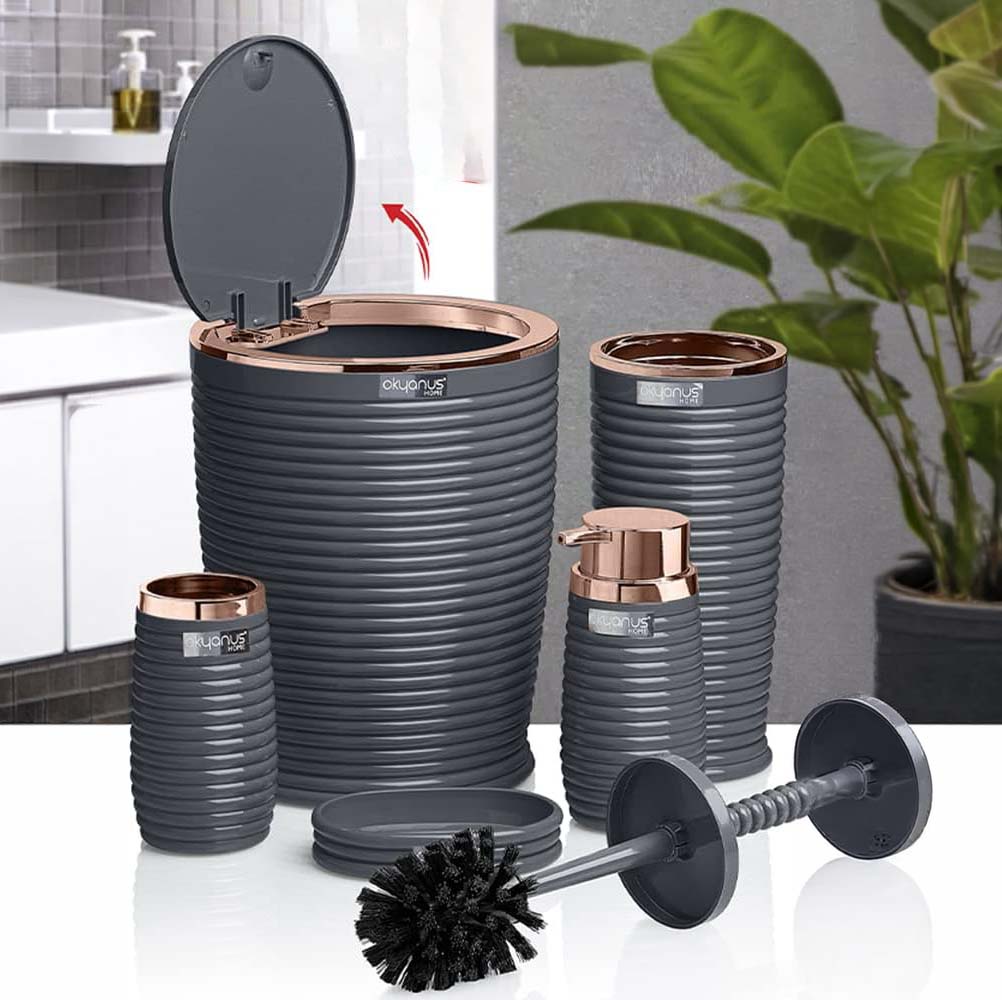 Okayanus Home Bathroom Set Elegance 5 Pieces - Grey*Copper