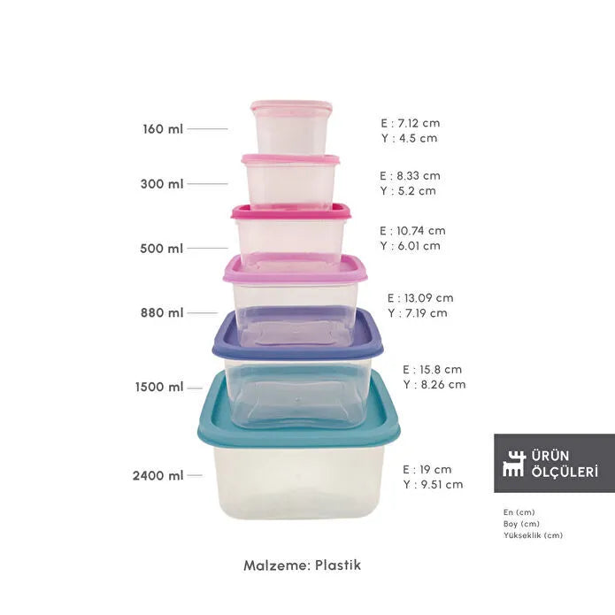 Karaca Dora Purple 6 Piece Storage Container-Multicolor
