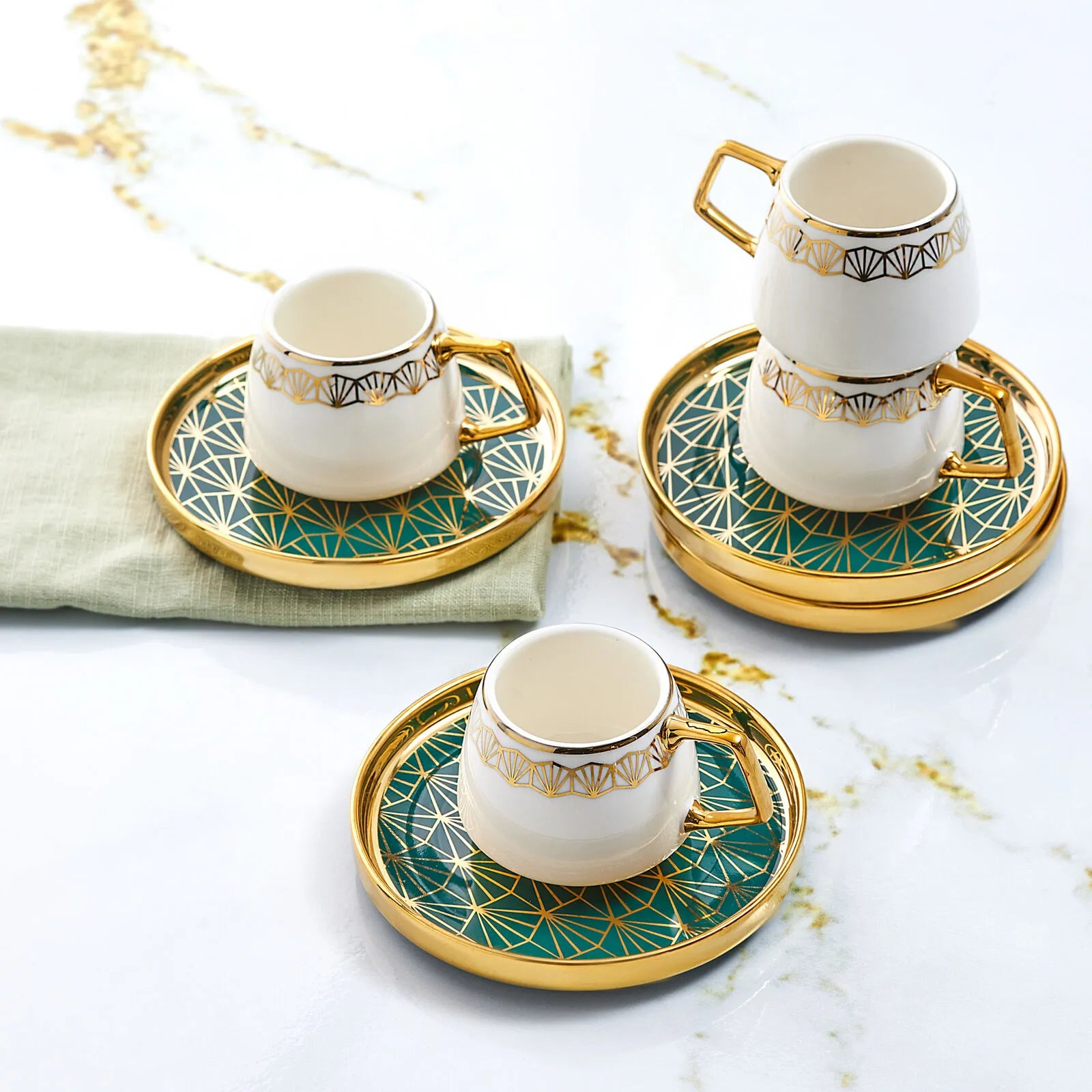 Karaca Verde 6-Piece Coffee Cup Set 100 ml -Green