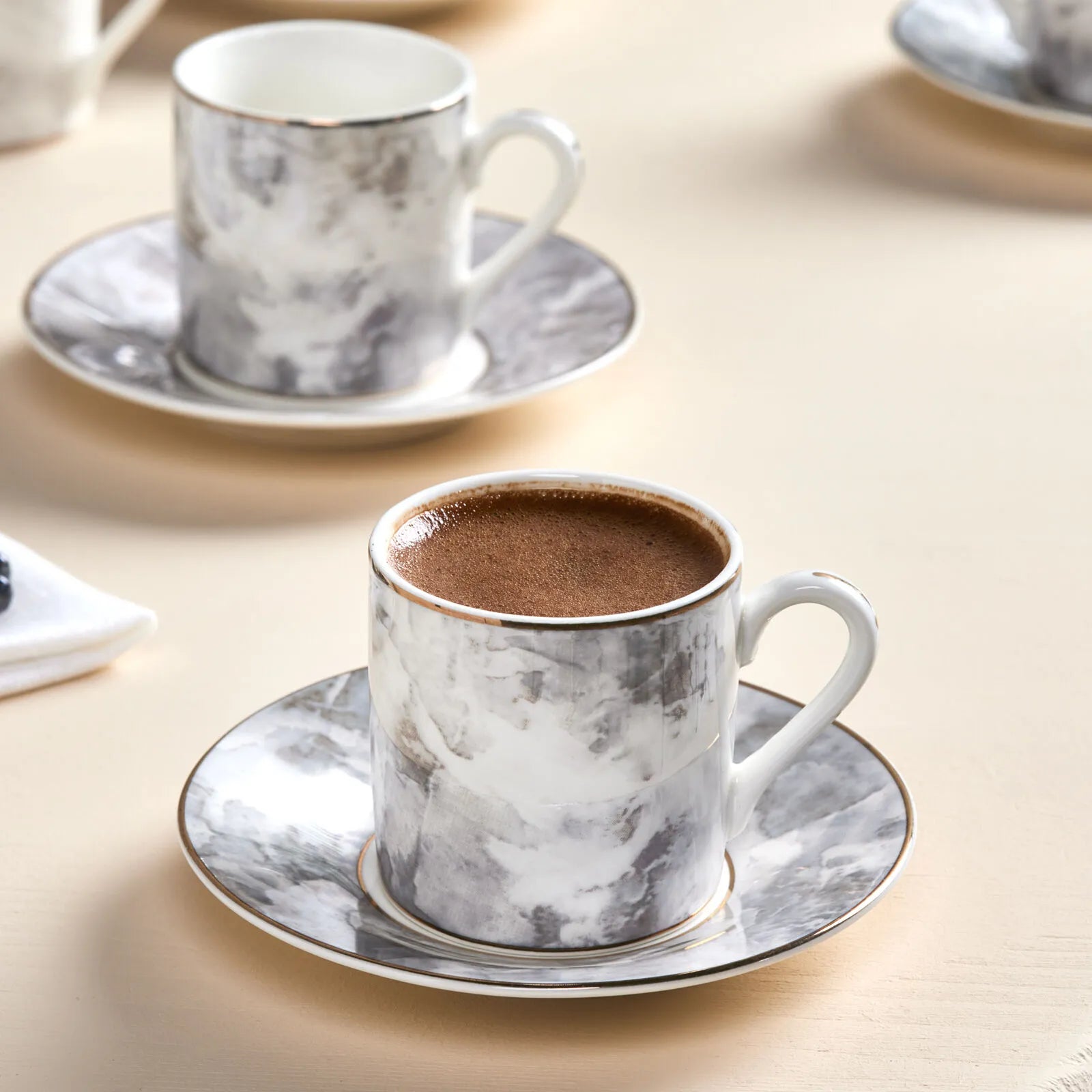 كاراجا طقم فنجان قهوة كوارتز 6 قطع سعه 80مل - رمادى