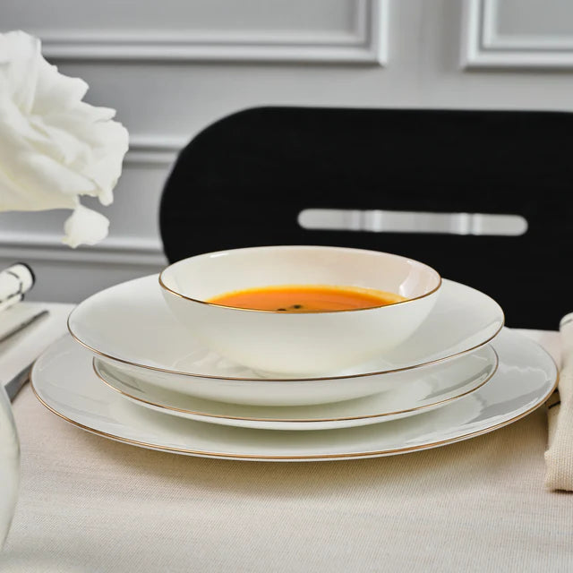 Karaca Fine Pearl Extra Chanak 55-Piece 12-Person Dinner Set Gold
