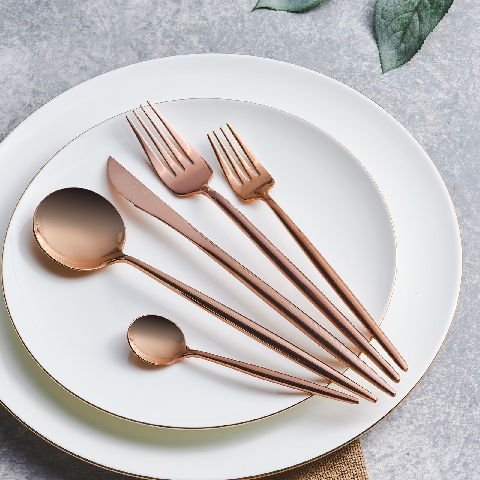 Karaca Jupiter 60-Piece 12-Person Boxed Cutlery Set -Rosegold 
