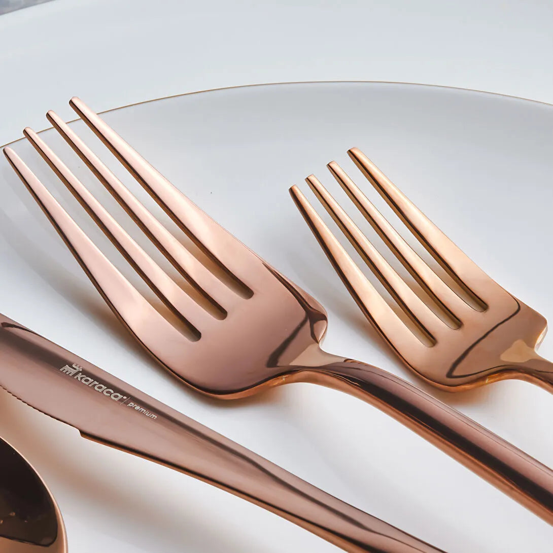 Karaca Jupiter 60-Piece 12-Person Boxed Cutlery Set -Rosegold 
