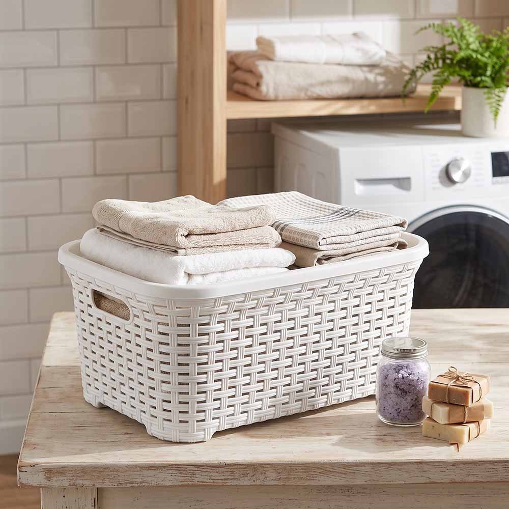 Dunya 35 L Rattan Basket - White