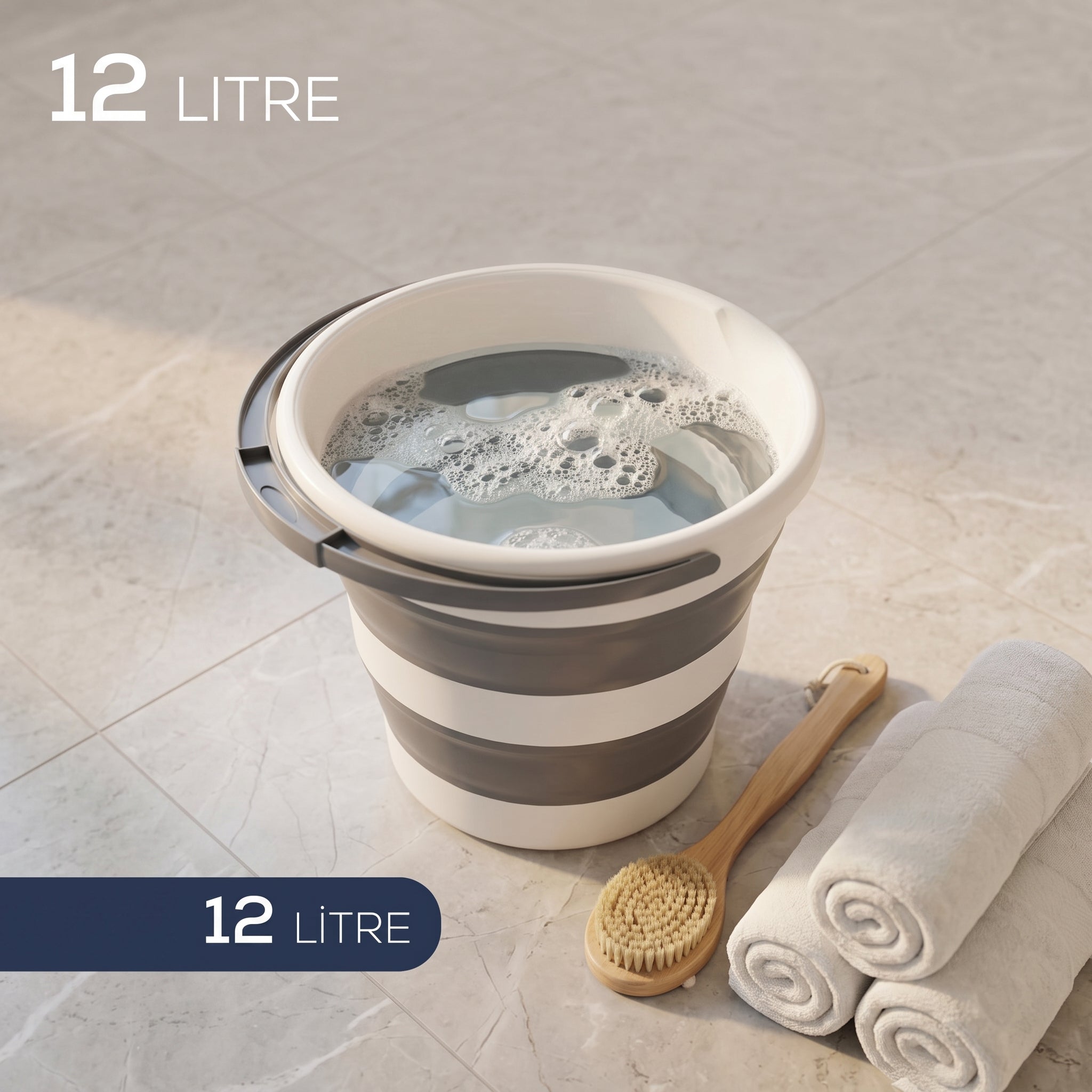 Dunya Plastic Bucket 12L+ Basket 38L - Gray