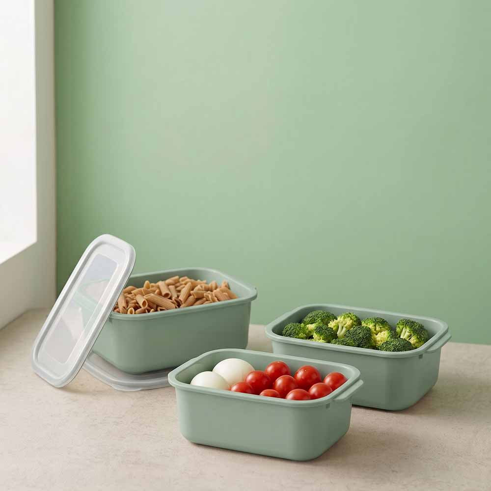 Dunya Easy Keep Plastic Storage Container 3 Pcs (500 x 1000 x 2000 ml) Rectangular Set