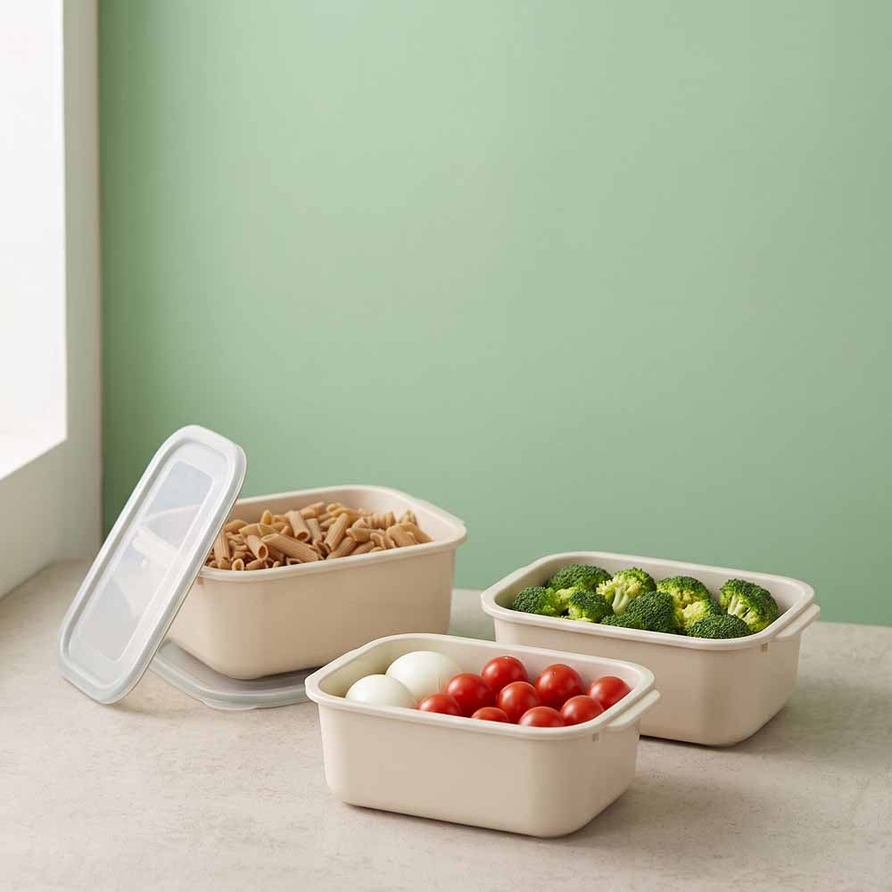 Dunya Easy Keep Plastic Storage Container 3 Pcs (500 x 1000 x 2000 ml) Rectangular Set