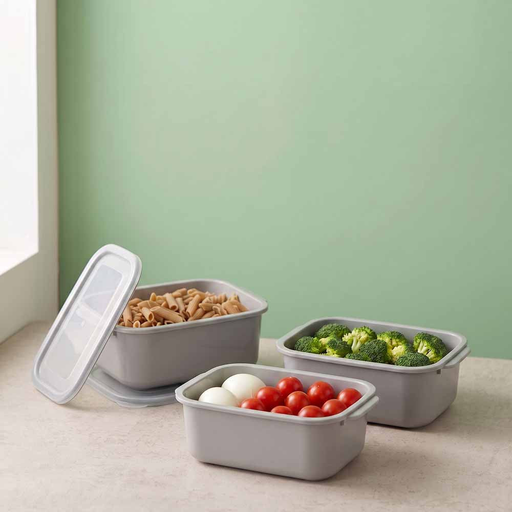 Dunya Easy Keep Plastic Storage Container 3 Pcs (500 x 1000 x 2000 ml) Rectangular Set
