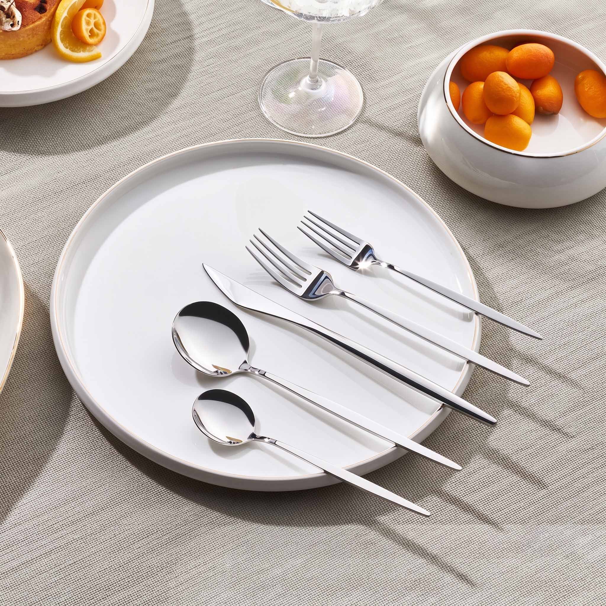 Karaca New Porto Elegance 84 Piece 18/10 Stainless Steel Cutlery Set - Silver