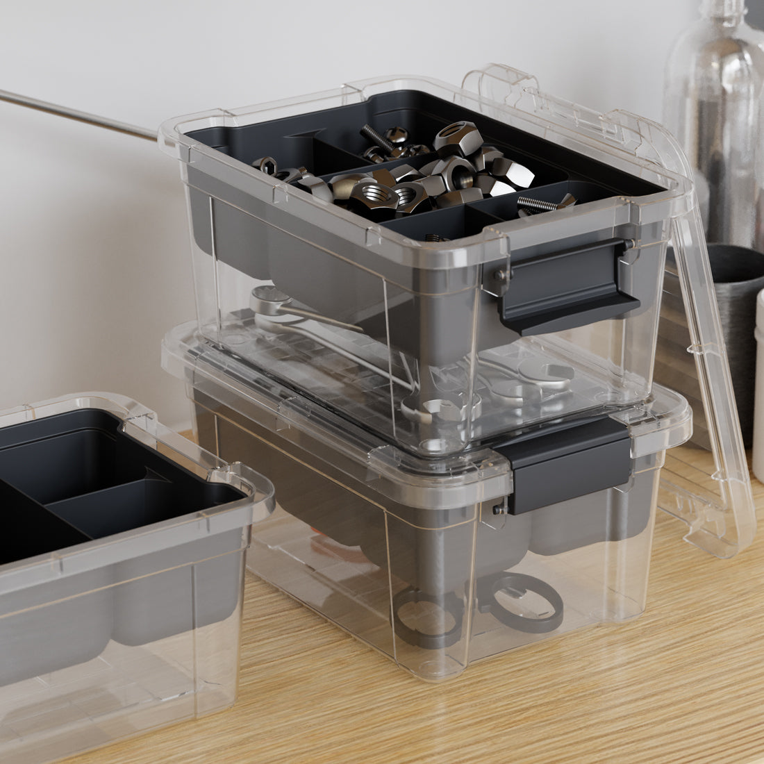 Dunya Lock & Keep Plastic Storage Box With Organizer 1,75 L - Transparent