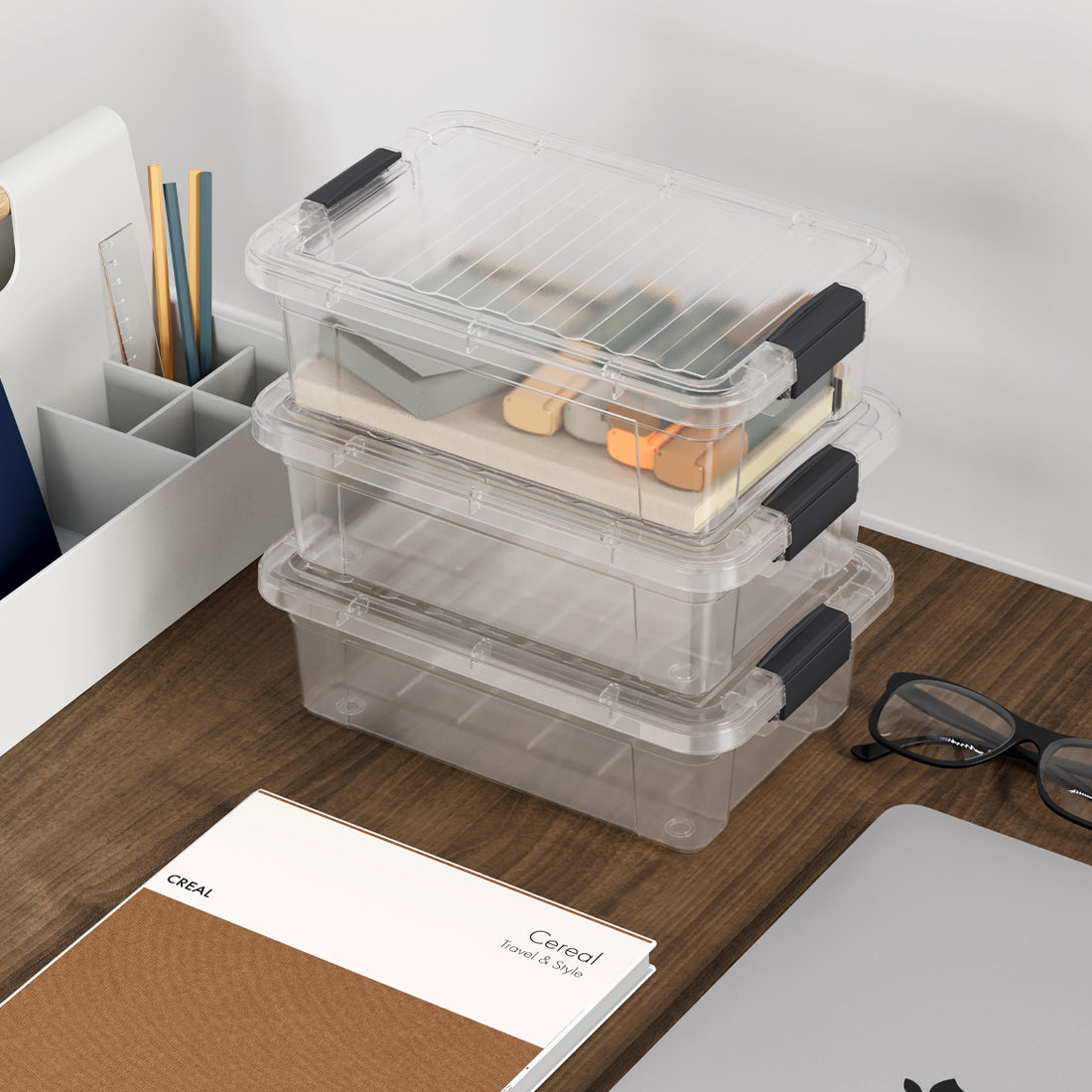 Dunya Lock & Keep Plastic Storage Container Set 3 pcs (3,2 Liter) - Transparent
