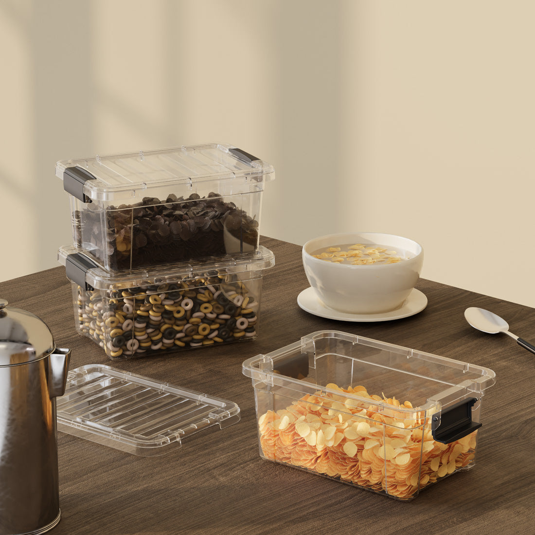 Dunya Lock & Keep Plastic Storage Container Set 3 pcs(1.75 L) - Transparent