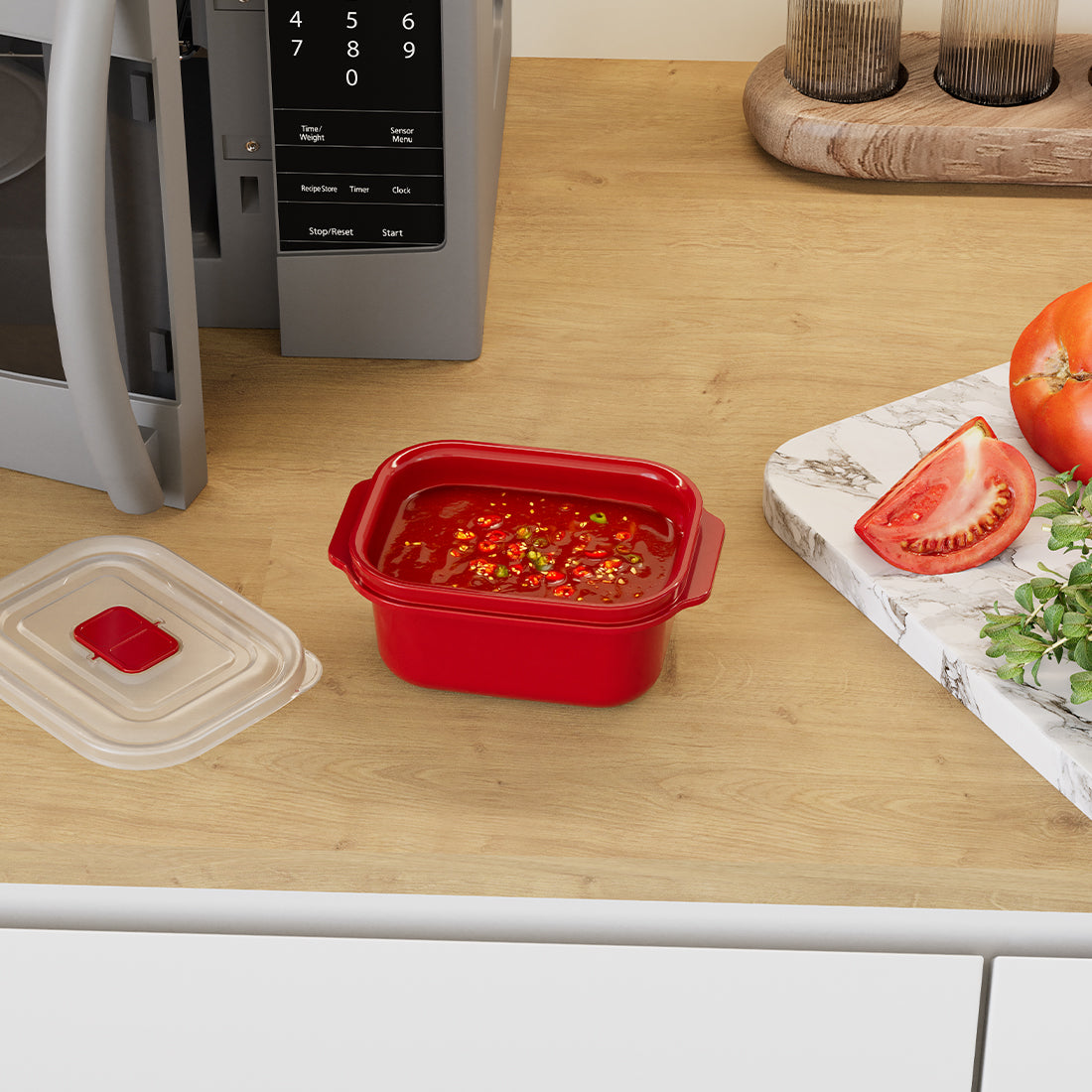 Dunya Heat'N Go Plastic Food container 500 ml Rectangular -Red