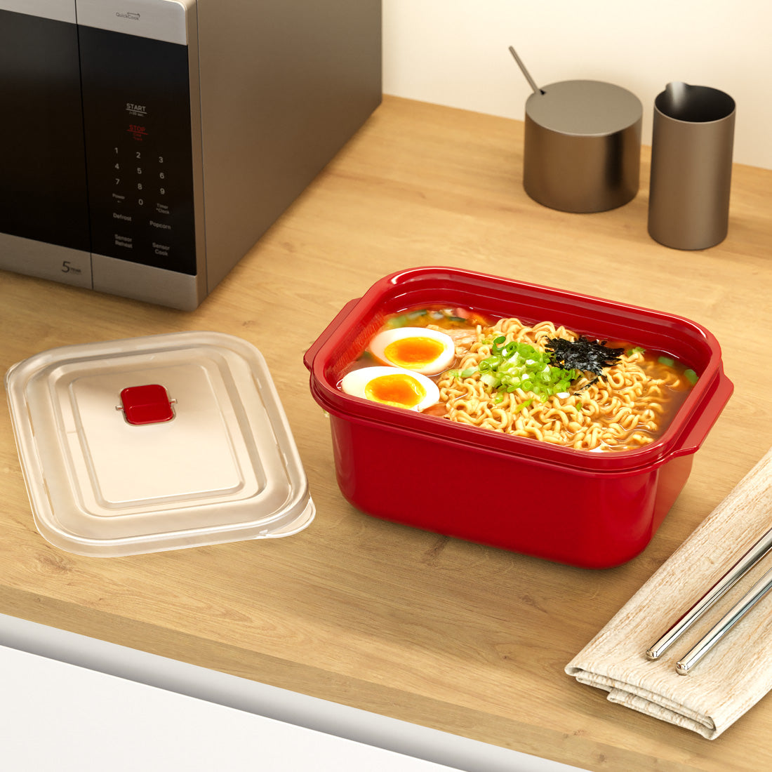 Dunya Heat'N Go Plastic Food container Rectangular 2000 ml - Red
