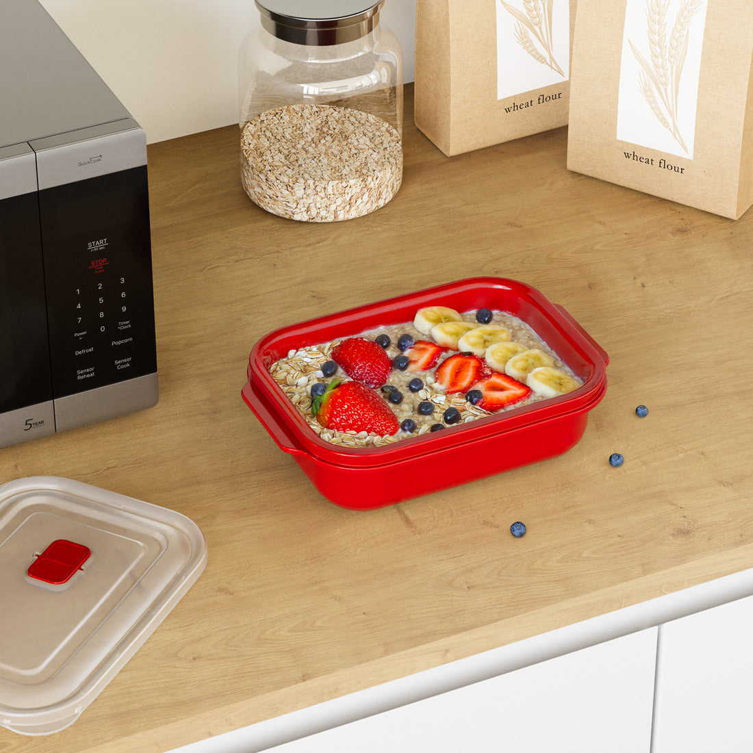Dunya Heat'N Go Plastic Food container Rectangular 1300 ml - Red

