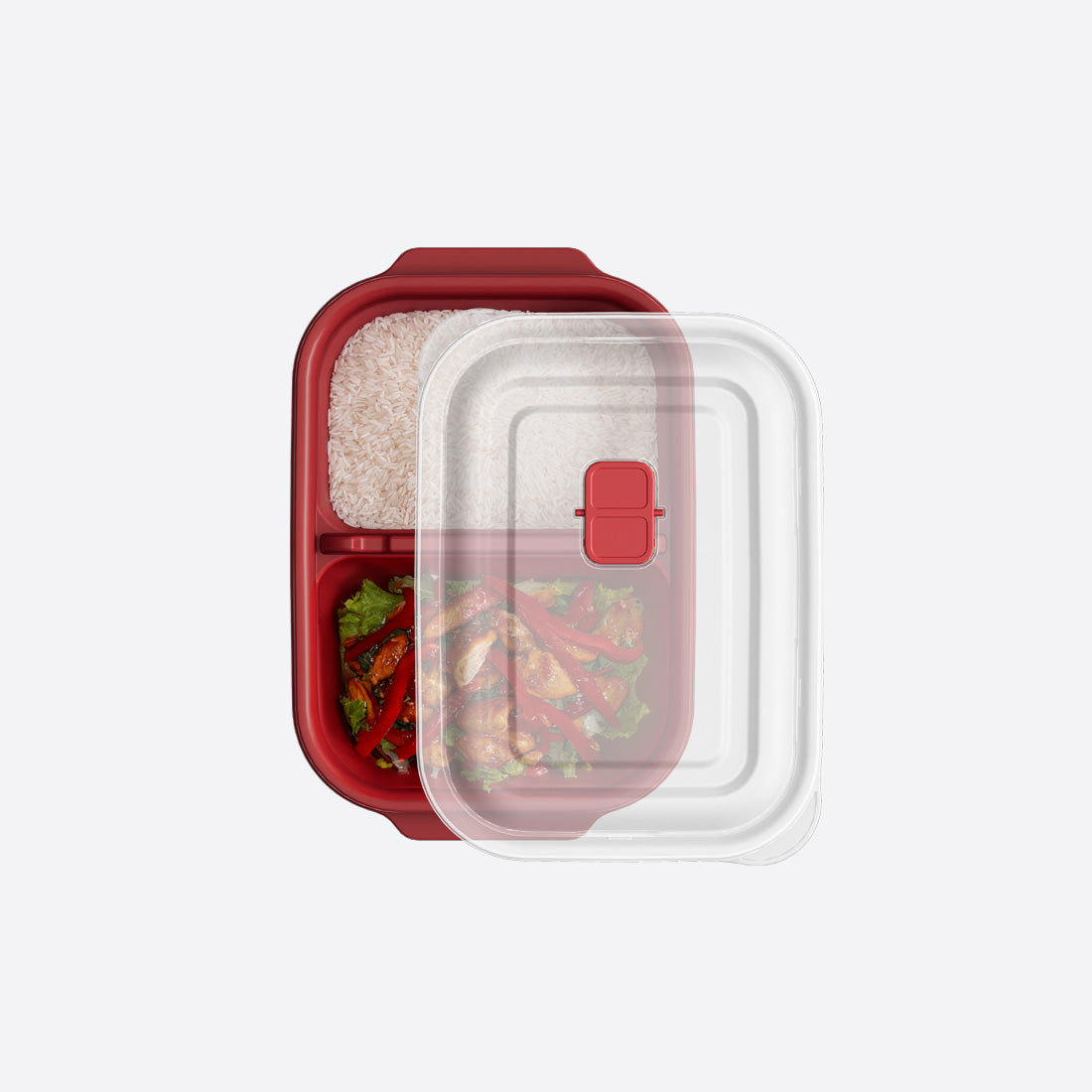 Dunya Heat'N Go Plastic Food container 1200 ml Division Rectangular - Red