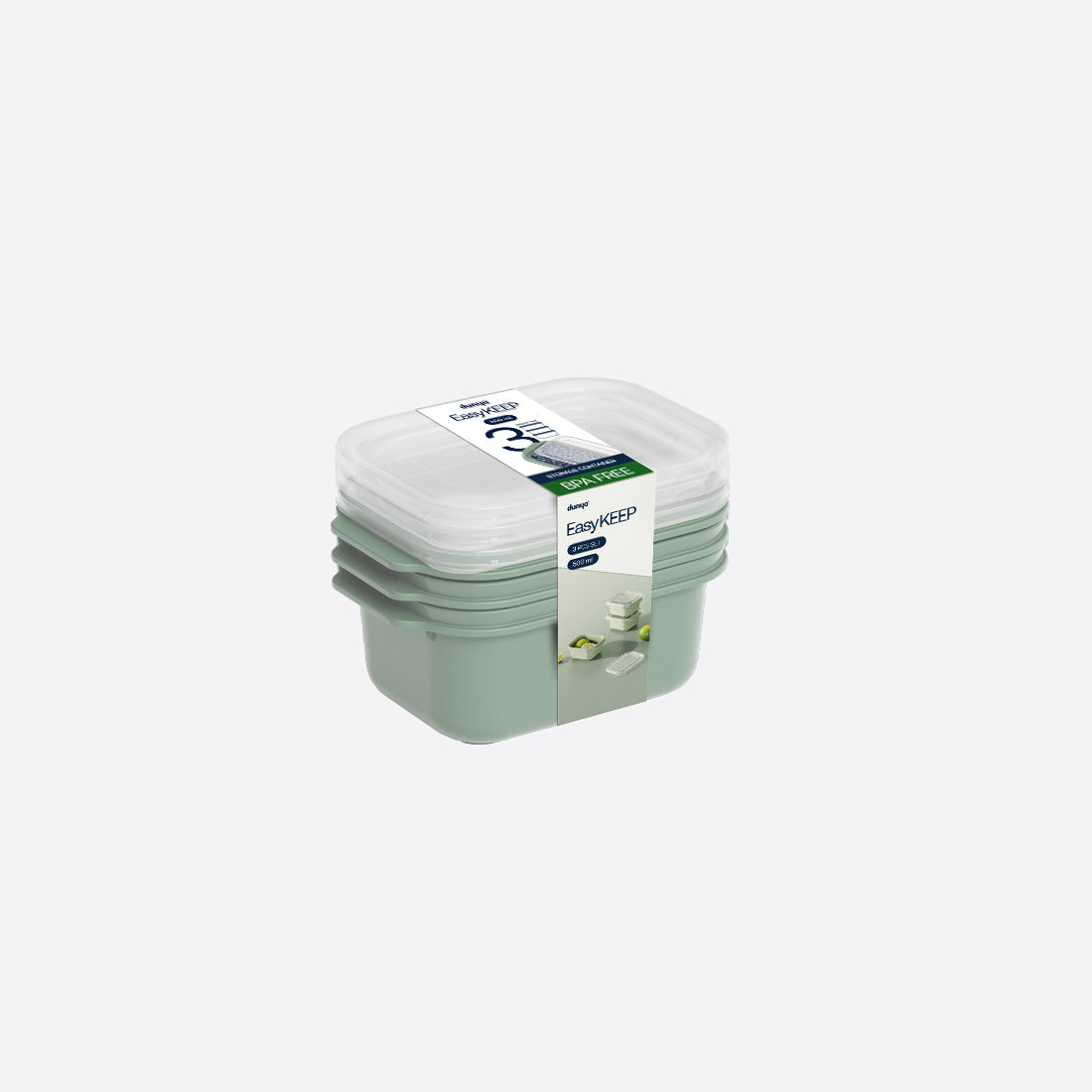 Dunya Easy Keep Plastic Storage Container 3 Pcs (3 x 500 ml) Rectangular Set