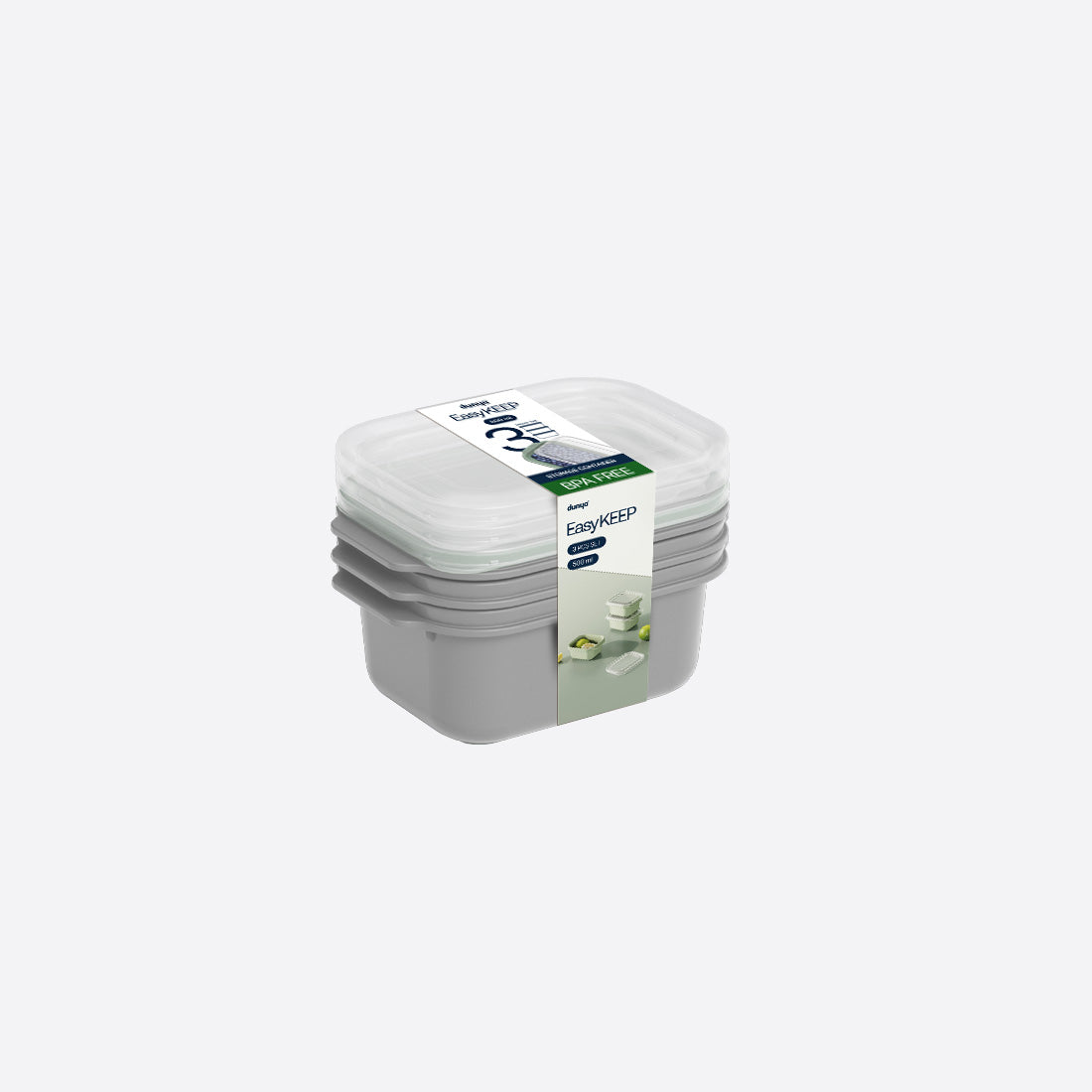 Dunya Easy Keep Plastic Storage Container 3 Pcs (3 x 500 ml) Rectangular Set