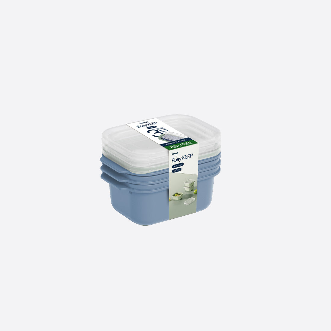 Dunya Easy Keep Plastic Storage Container 3 Pcs (3 x 500 ml) Rectangular Set