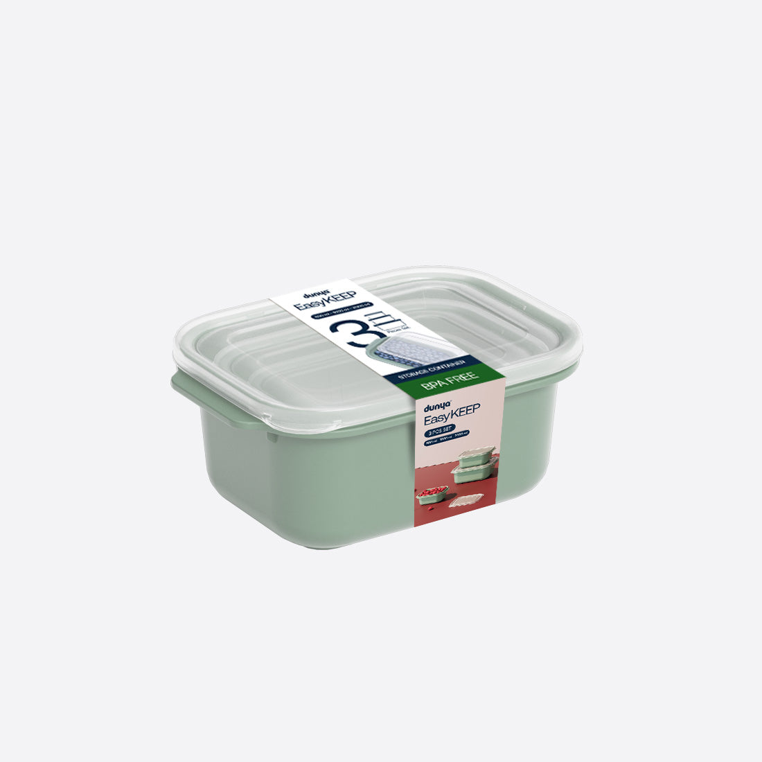 Dunya Easy Keep Plastic Storage Container 3 Pcs (500 x 1000 x 2000 ml) Rectangular Set