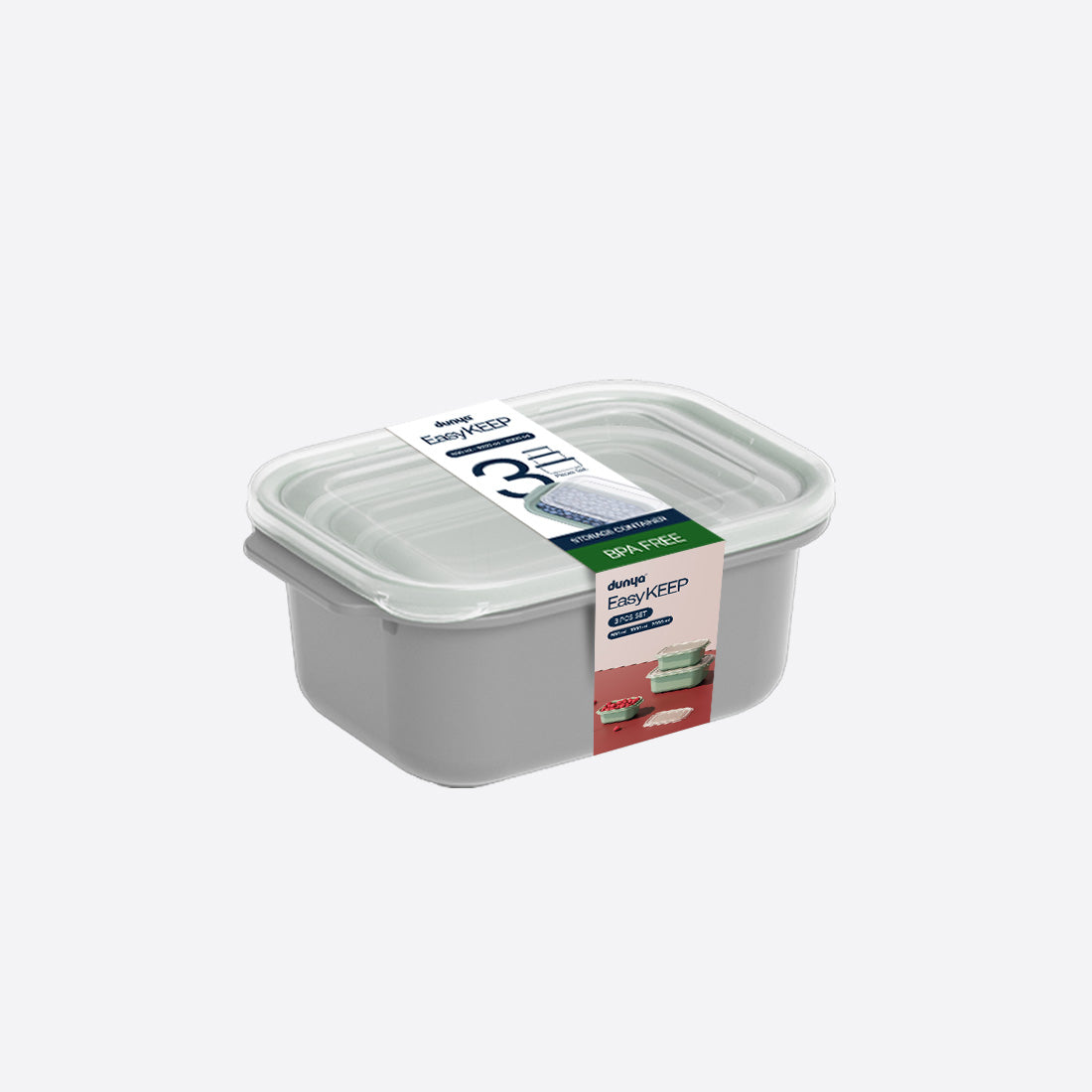 Dunya Easy Keep Plastic Storage Container 3 Pcs (500 x 1000 x 2000 ml) Rectangular Set