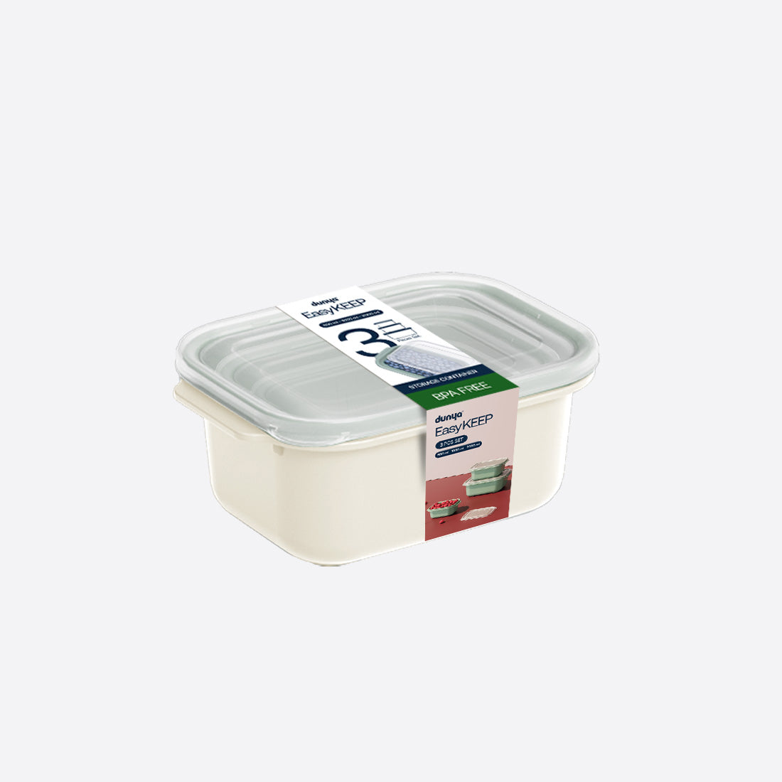 Dunya Easy Keep Plastic Storage Container 3 Pcs (500 x 1000 x 2000 ml) Rectangular Set