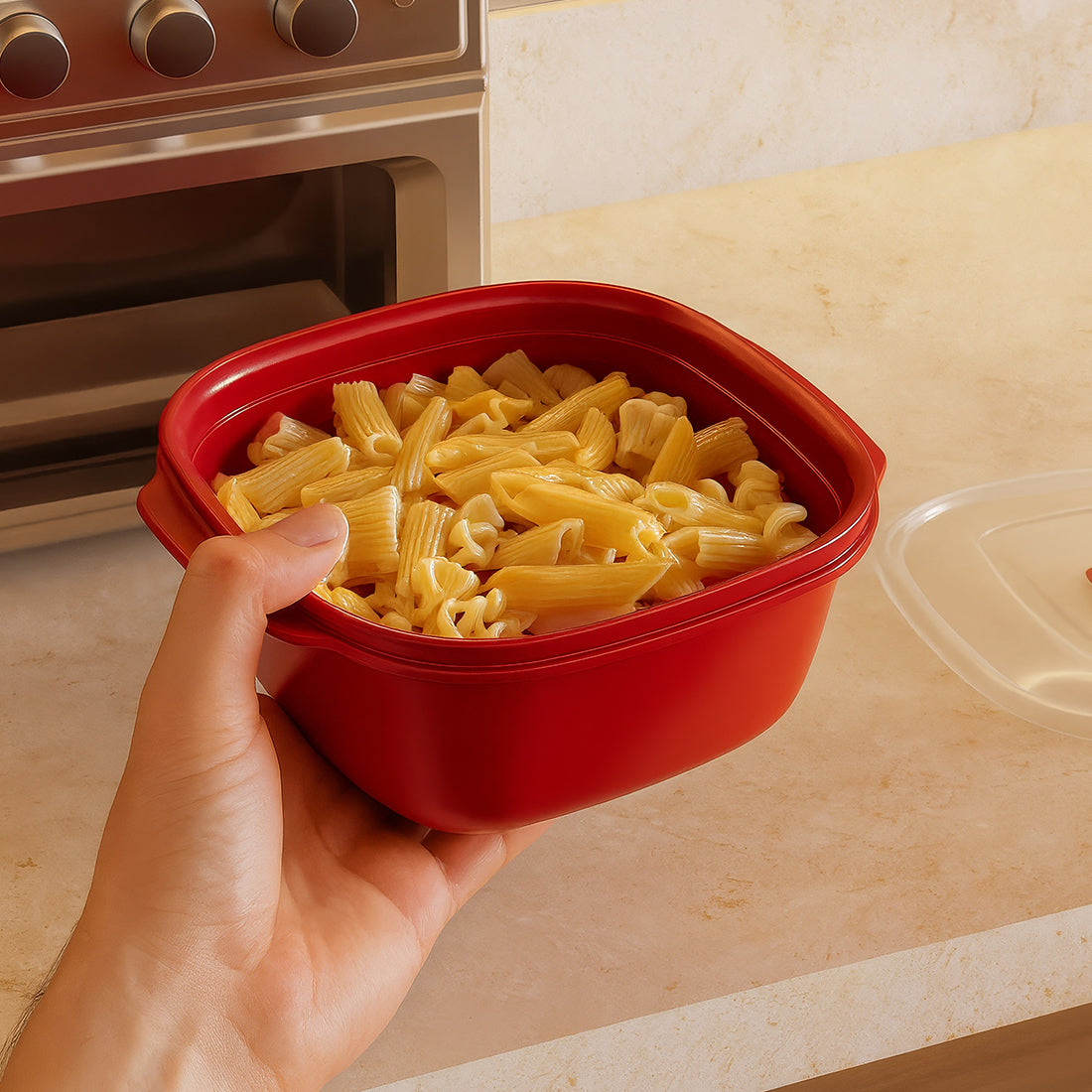 Dunya Heat'N Go Plastic Food container Square  550 ml - Red
