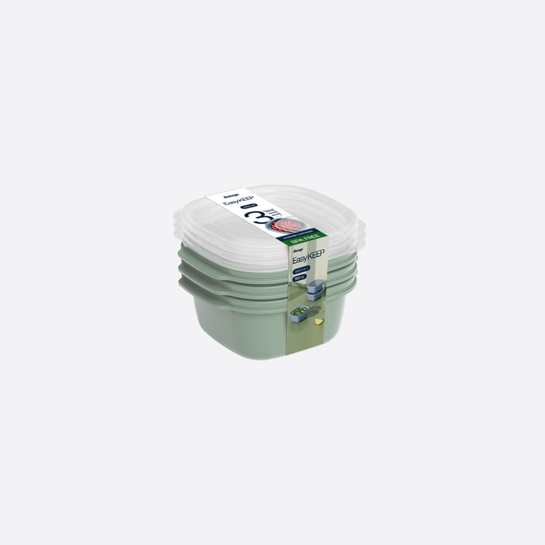 Dunya Easy Keep Plastic Storage Container 3 Pcs (3 x 1100 ml) Square Set