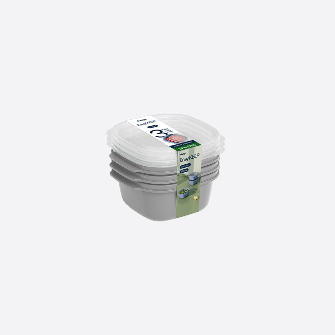 Dunya Easy Keep Plastic Storage Container 3 Pcs (3 x 1100 ml) Square Set