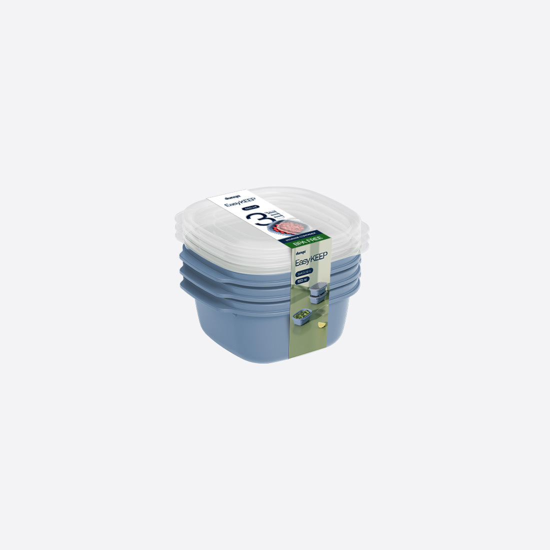 Dunya Easy Keep Plastic Storage Container 3 Pcs (3 x 1100 ml) Square Set