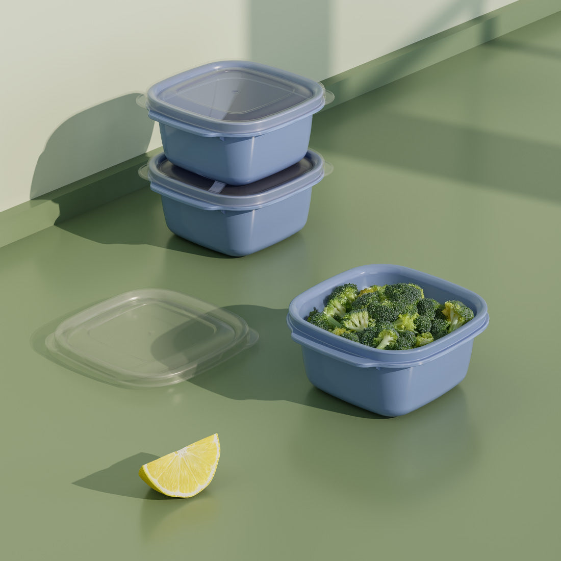 Dunya Easy Keep Plastic Storage Container 3 Pcs (3 x 1100 ml) Square Set