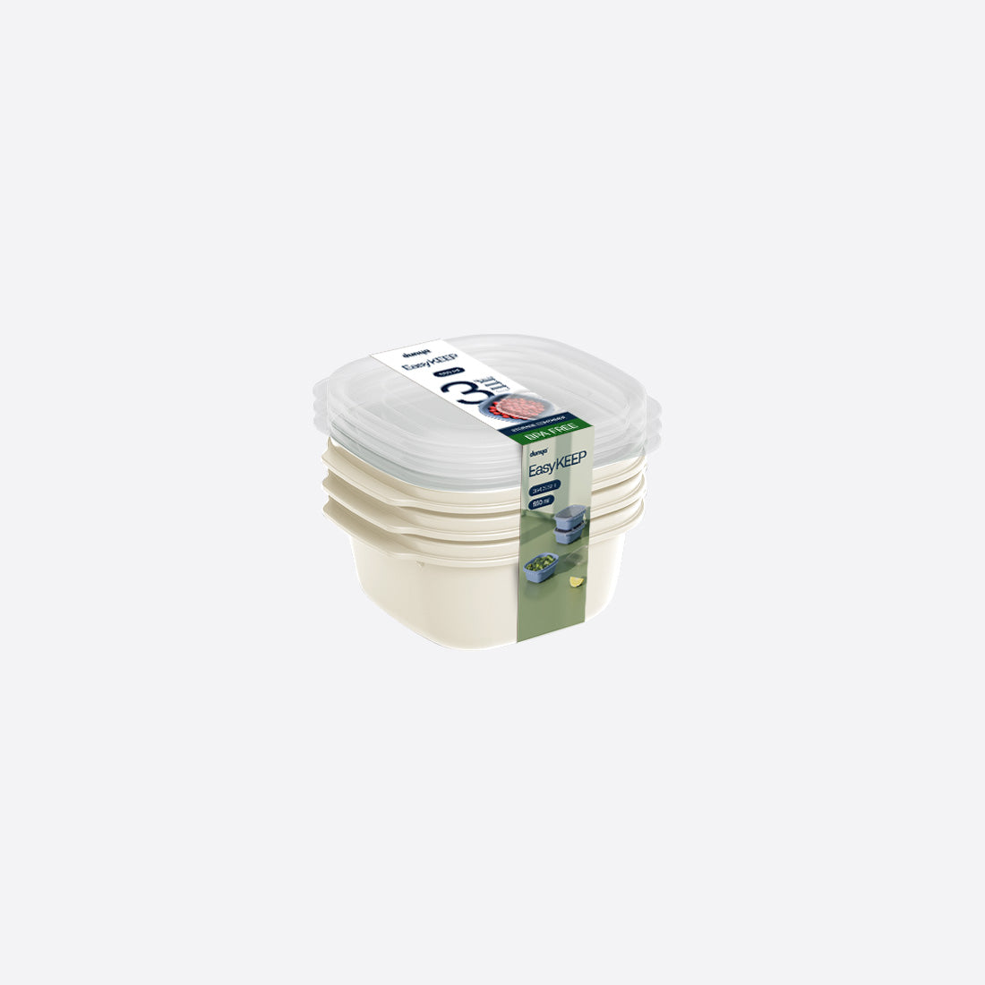 Dunya Easy Keep Plastic Storage Container 3 Pcs (3 x 1100 ml) Square Set