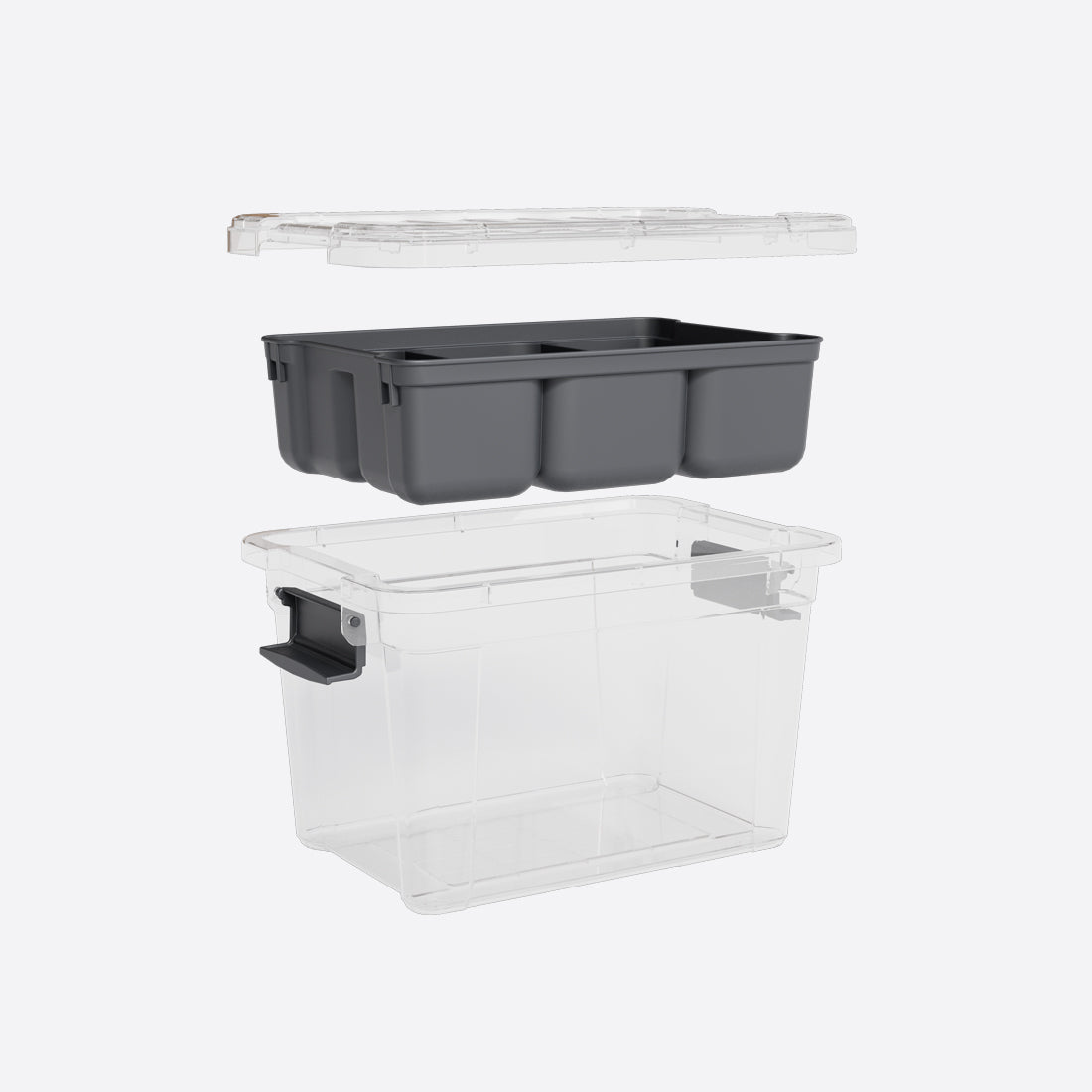 Dunya Lock & Keep Plastic Storage Box With Organizer 4,5 L - Transparent
