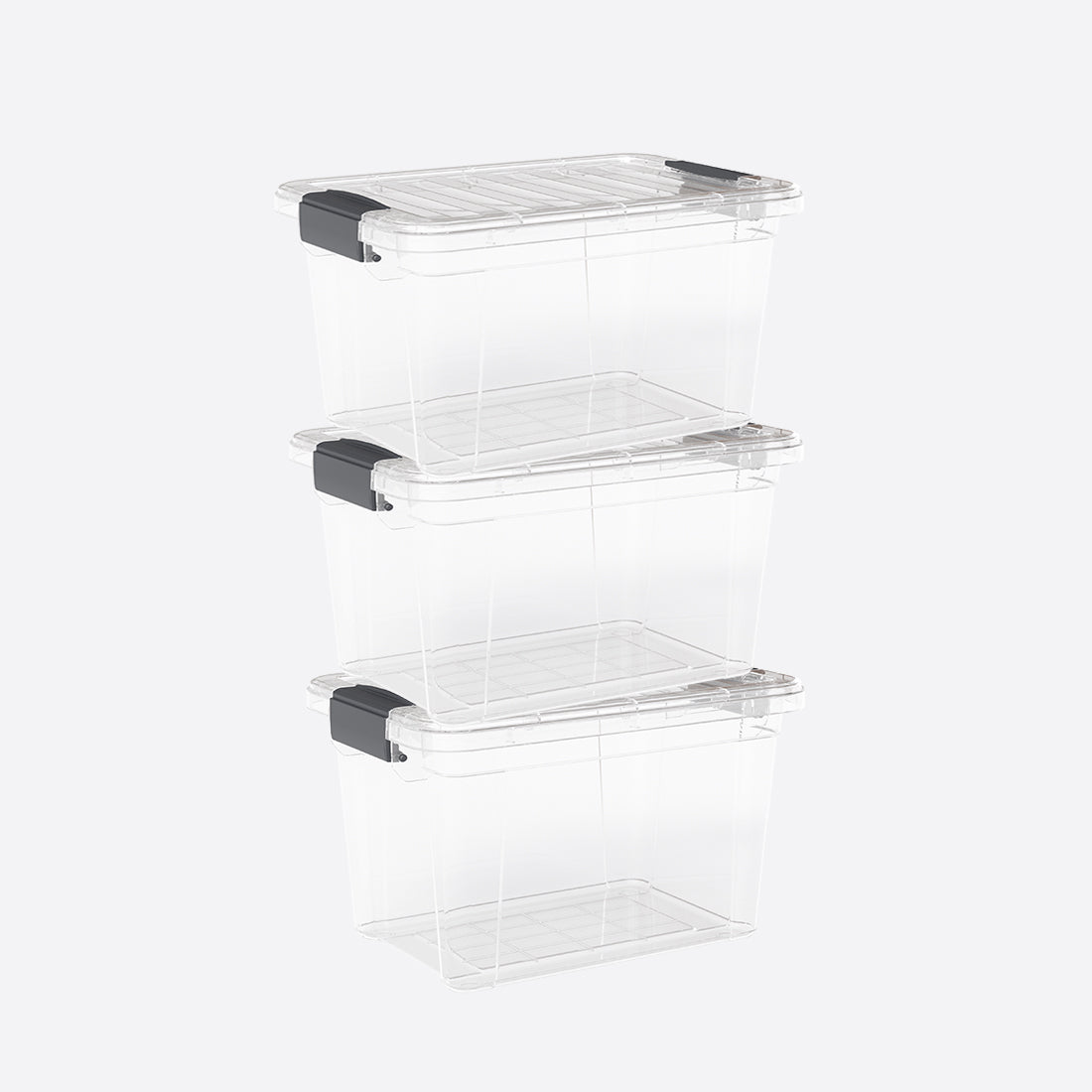 Dunya Lock&Keep Plastic Storage Container Set 3 pcs(2,25 Liter) - Transparent
