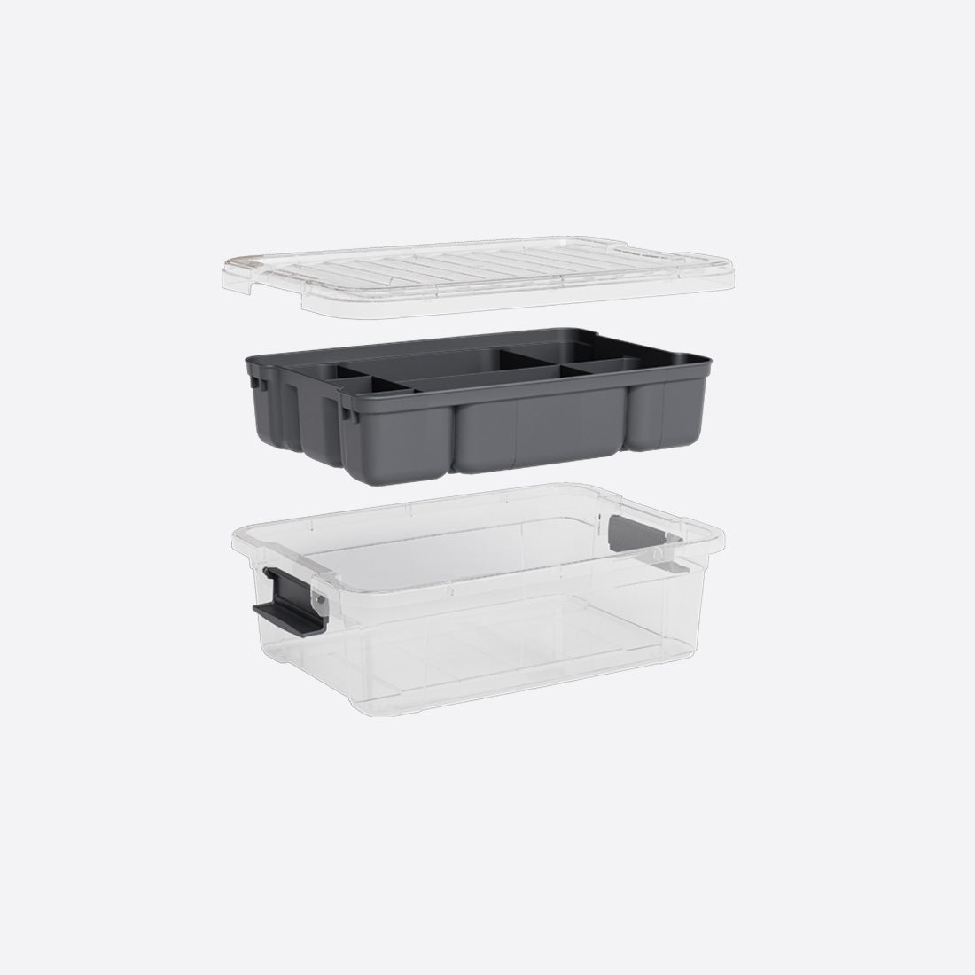 Dunya Lock & Keep Plastic Storage Box With Organizer 1,75 L - Transparent