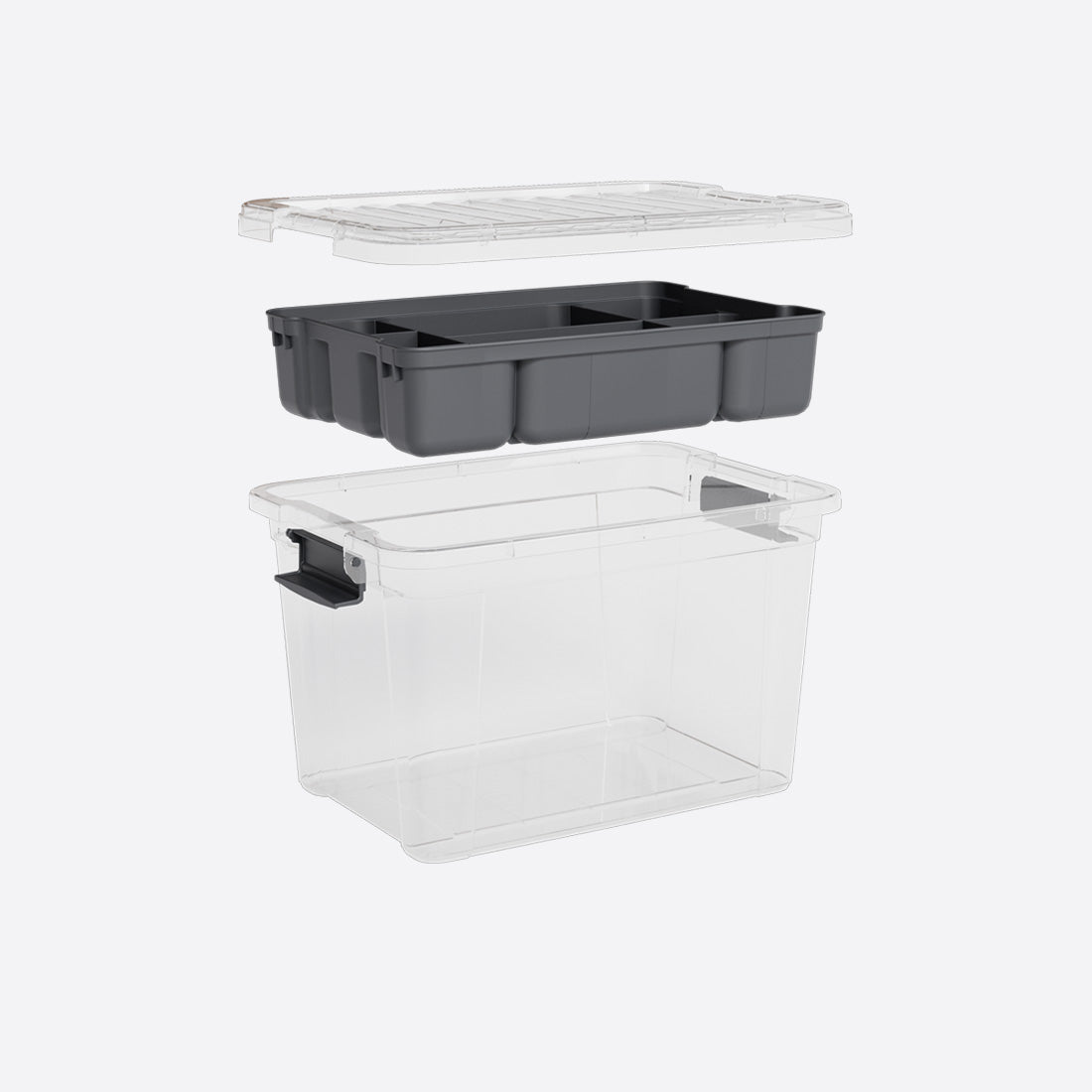 Dunya 8,25 lt Lock&Keep Storage Box With Organizer -Transparent