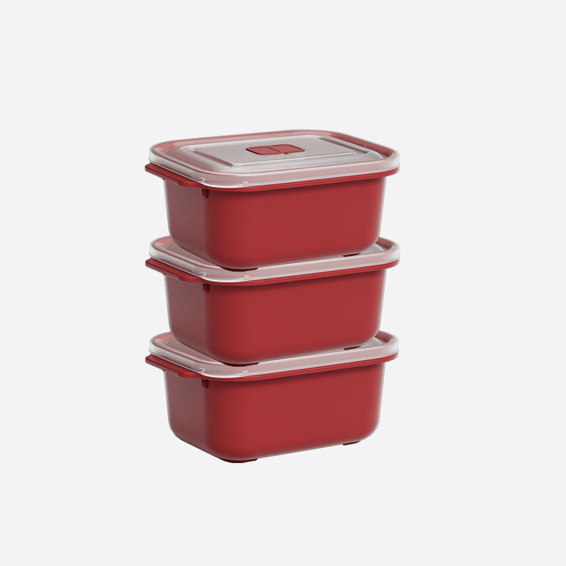 Dunya Food container Set 3 pcs plastic 500 ml Rectangular Heat'N Go - Red