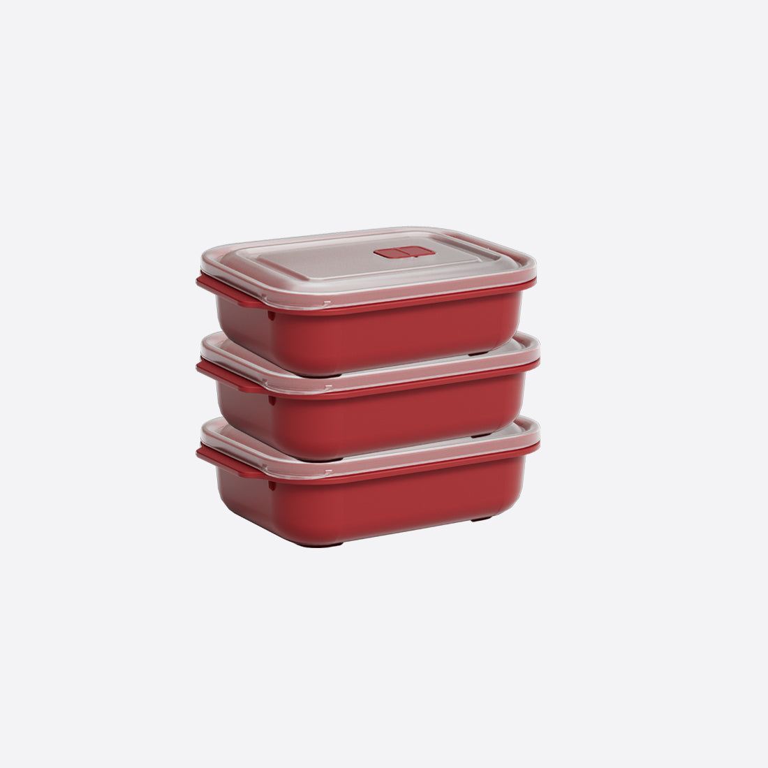 Dunya Food container Set 3 pcs plastic1300 ml Rectangular Heat'N Go - Red