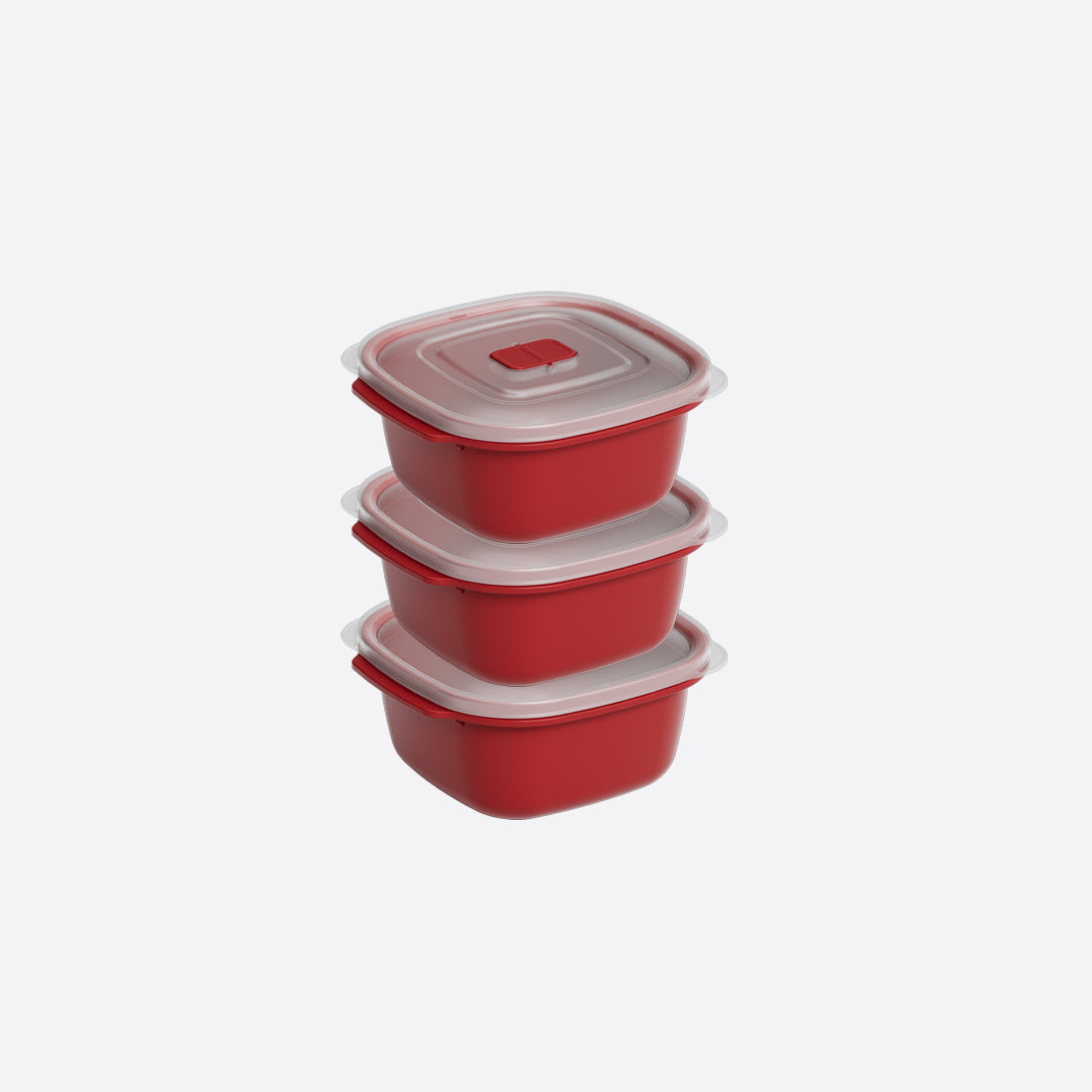 Dunya Food container Set 3 pcs plastic 1100 ml Square Heat'N Go - Red
