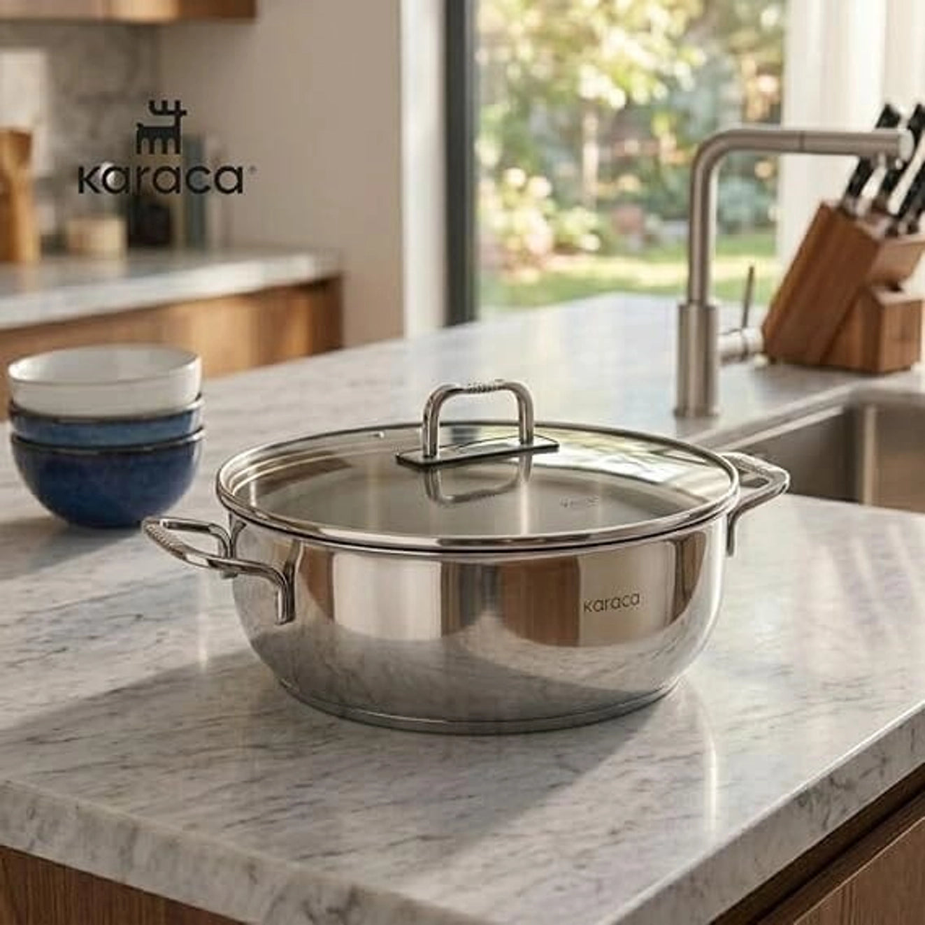 Karaca Surmene Stainless Steel 18/10 Law Pot Induction Based 24 cm - Silver