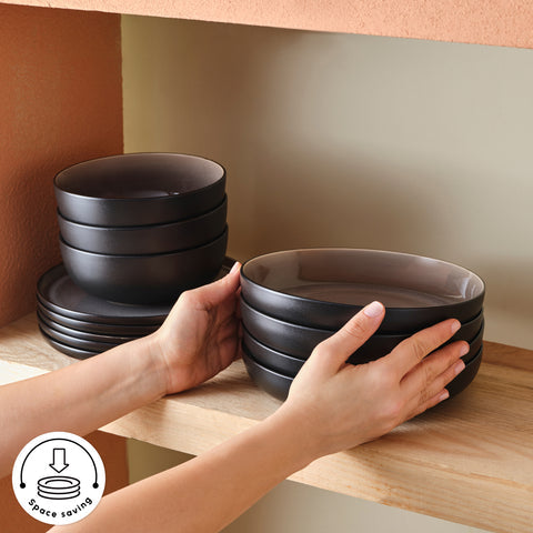 Karaca Earth Collection Mercure Reactive Glaze 59-Piece Dinner Set -Multicolor
