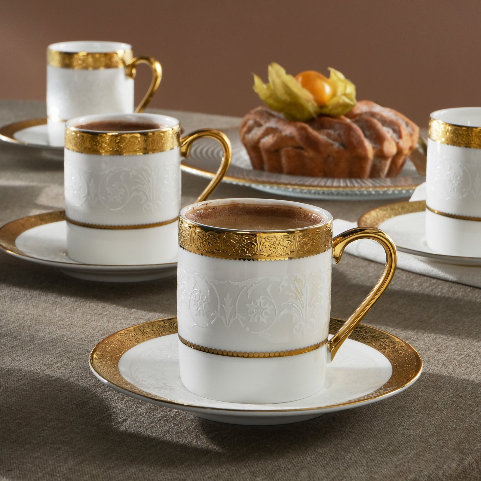 Karaca Royal Bone Victoria 6-Piece Coffee Cup Set 90 ml-Multicolor
