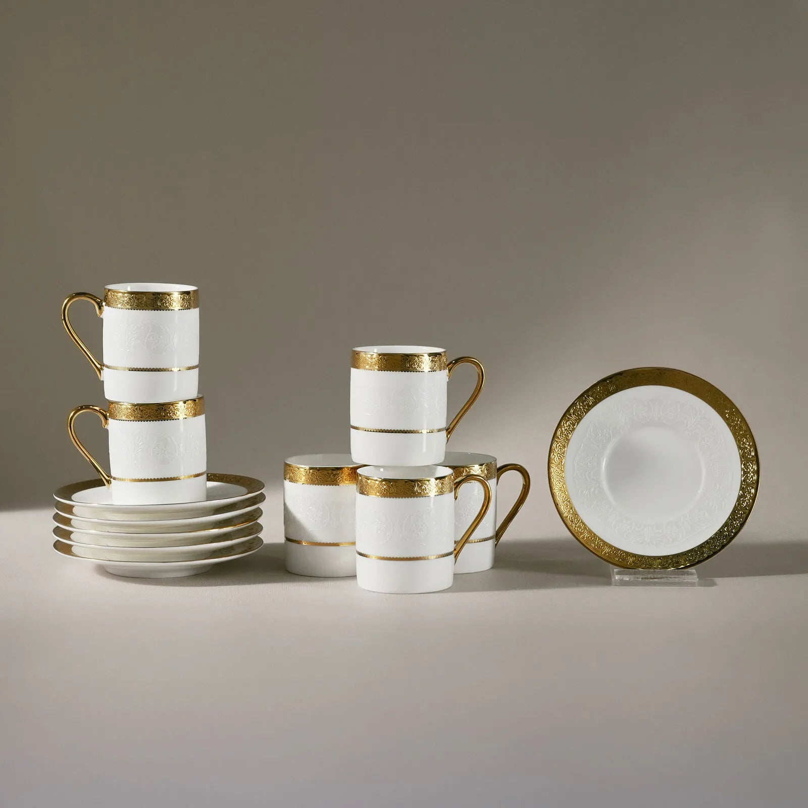 Karaca Royal Bone Victoria 6-Piece Coffee Cup Set 90 ml-Multicolor
